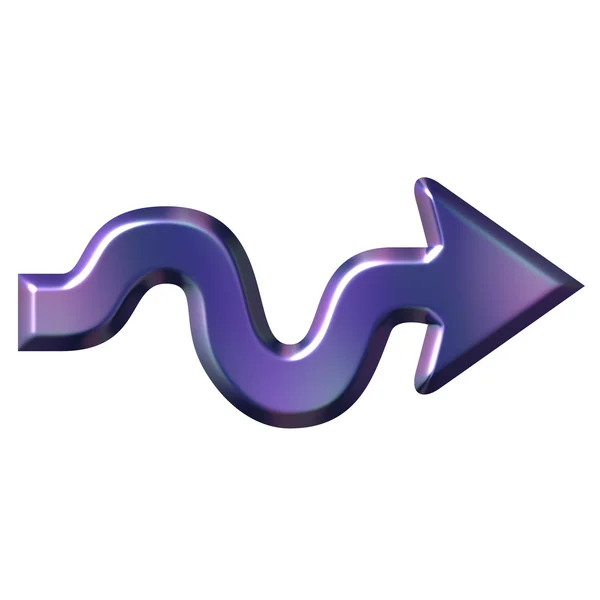 3 d の紫色の波線矢印 — ストック写真