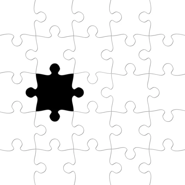 Puzzle s chybějícím dílkem v černém — Stock fotografie