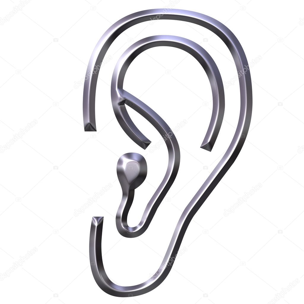 3D Silver Human Ear