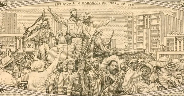 Fidel castro z rebeliantów i żołnierzy — Zdjęcie stockowe