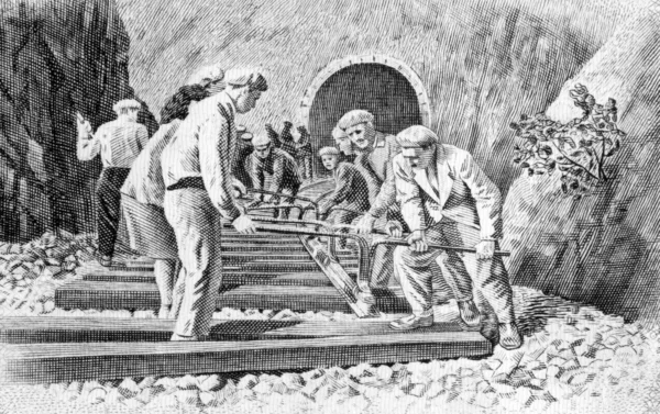 Железнодорожное строительство — стоковое фото