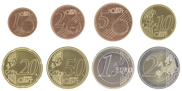 Uncirculated euro coins set with new map — Stock Photo, Image