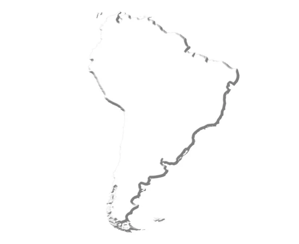 Zuid-Amerika 3D-witte kaart — Stockfoto