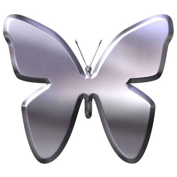 3D срібло метелик — стокове фото
