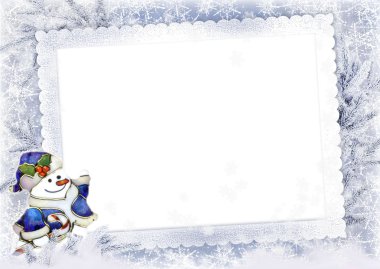 Christmas frame with snowball clipart