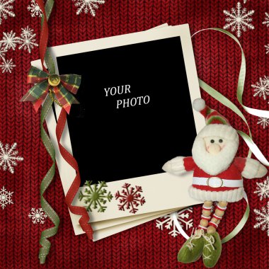 Vintage christmas frame with Santa clipart