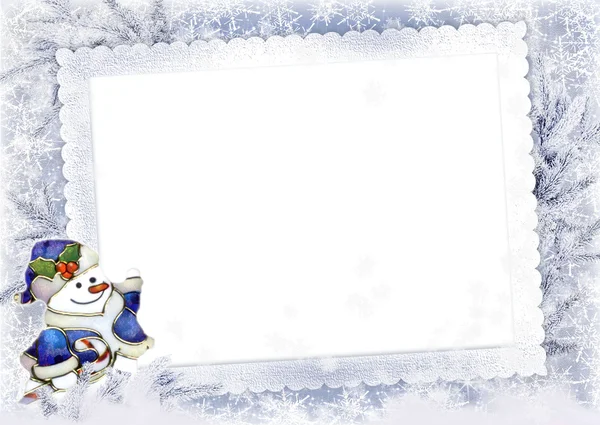 Jul ram med snöboll — Stockfoto