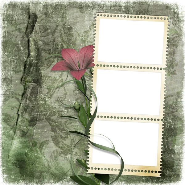 Shabby background with stamp-frame — Stock Photo, Image