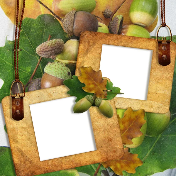 Осінні рамки з жолудями — стокове фото