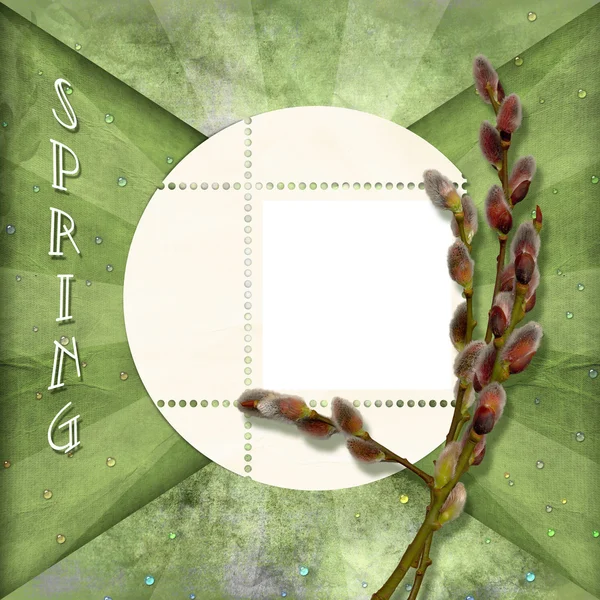 Cornice primavera con figa-salice — Foto Stock