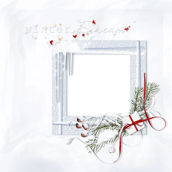 Beyaz bir Noel çerçeve — Stok fotoğraf