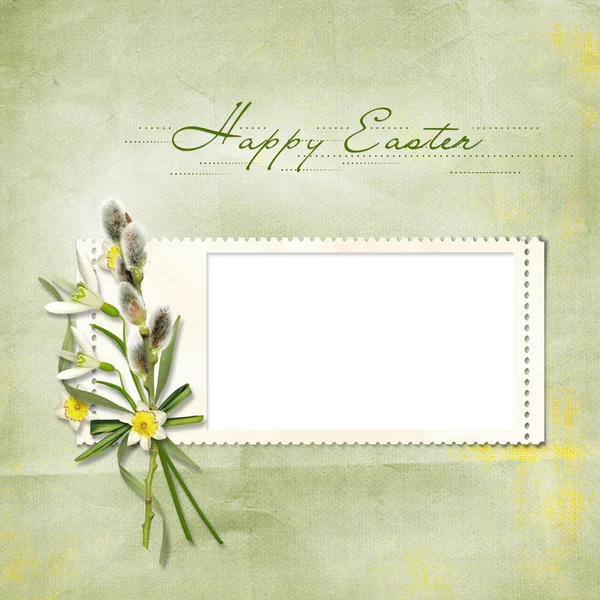 Çiçek ile Paskalya tebrik kartı — Stok fotoğraf