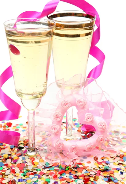 Champagne and heart — Stock Photo, Image