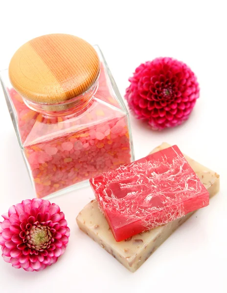 Sea salt and soap — Stock Photo, Image