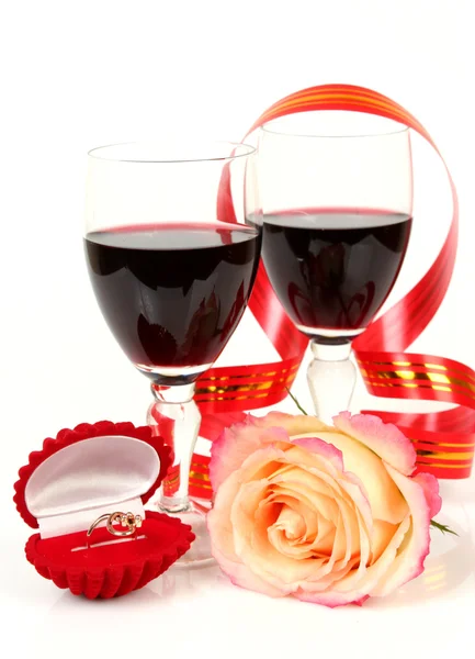Wein und Rose — Stockfoto
