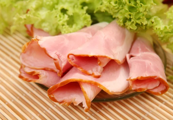 Ham and greens — Stock Photo, Image
