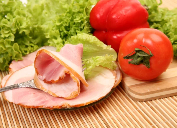Ham and vegetables — Stock Photo, Image