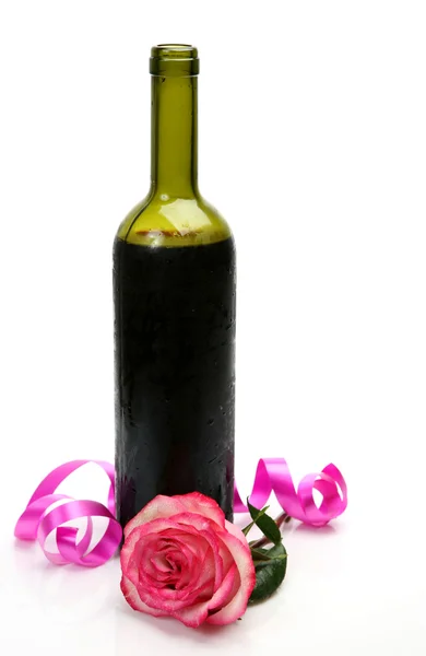 Wein und Rose — Stockfoto