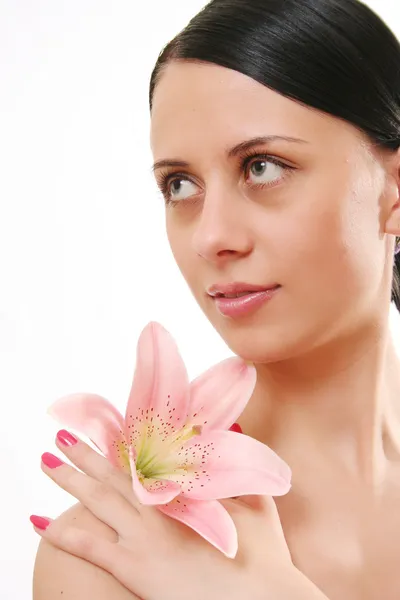 The fine girl with a flower — Stock Photo, Image