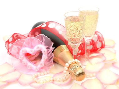 Champagne and heart clipart