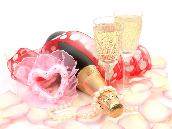 Champagne and heart — Stock Photo, Image