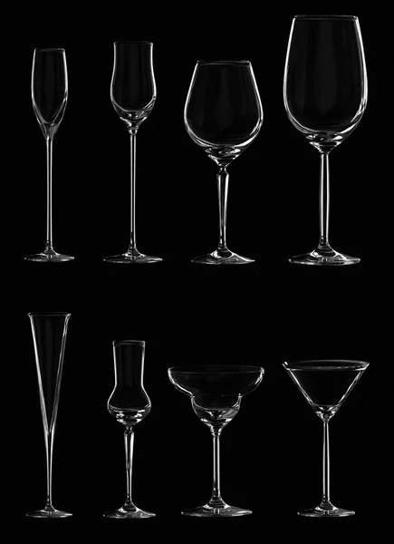 stock image Glasses on black background