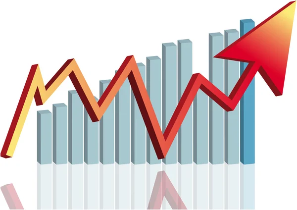 Piros nyíl grafikon — Stock Vector