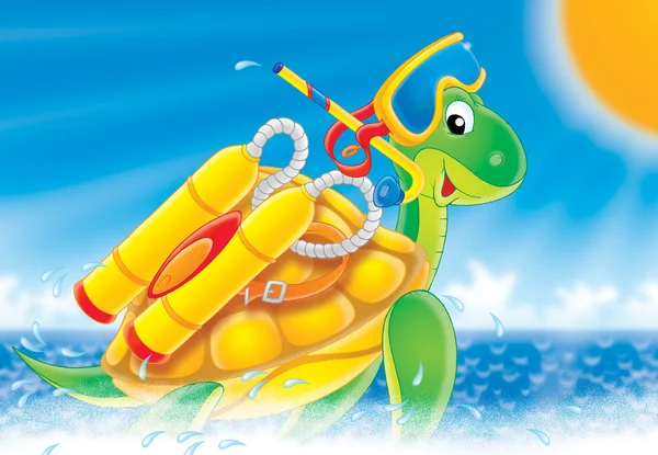 Mergulhador de tartarugas — Fotografia de Stock
