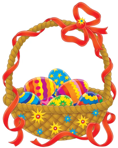 Cesta de Pascua con Huevos Pintados —  Fotos de Stock