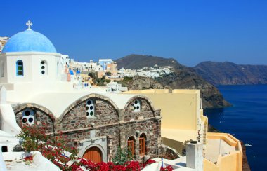 View over town Oia island Santorini clipart