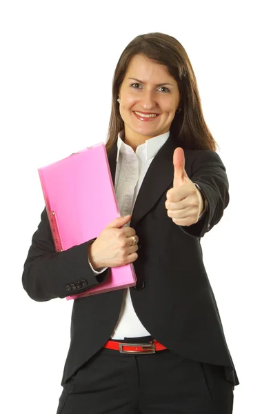 Sorrindo jovem mulher de negócios i — Fotografia de Stock