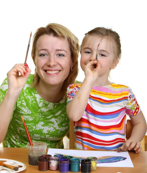 Mother and the daughter draw — Stock Photo, Image