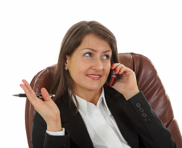 Jovem mulher de negócios ligando por telefone . — Fotografia de Stock