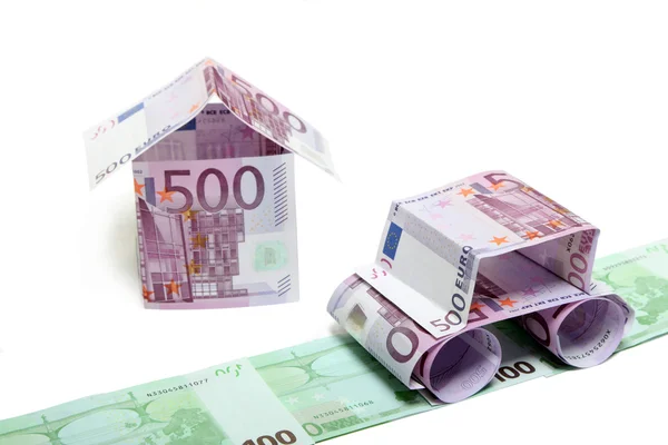 La macchina e la casa in euro — Foto Stock