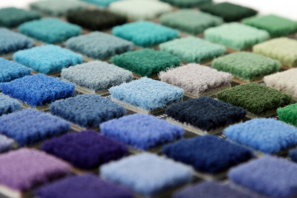 Samples of color of a carpet covering