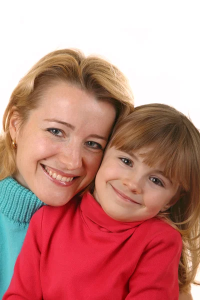 Porträtt av lycklig mor och dotter är Stockbild