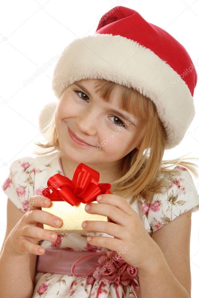 Small girl with christmas hat