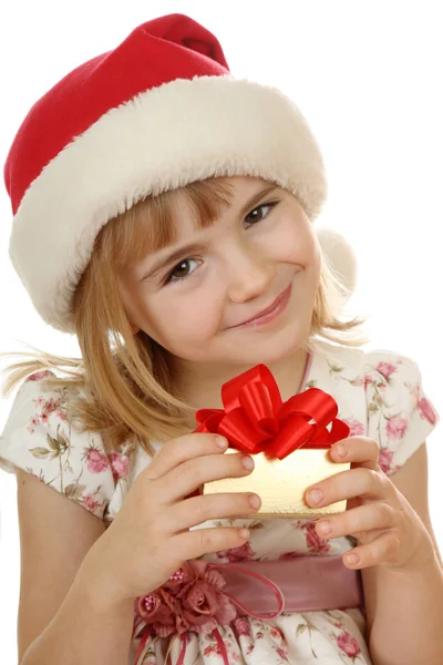 Small girl with christmas hat — Stock Photo, Image