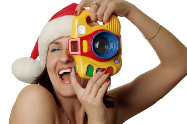 The cheerful christmas photographer clipart