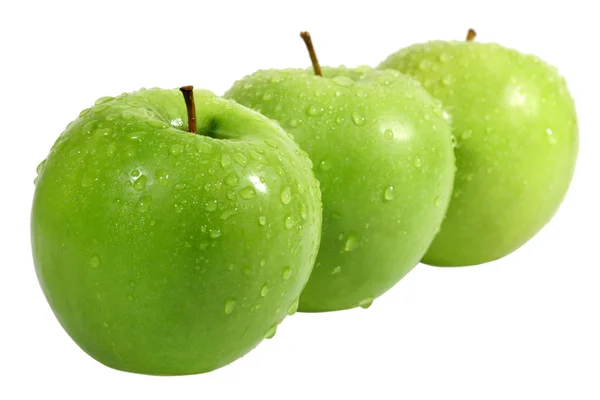 Üç yeşil elma Stok Fotoğraf
