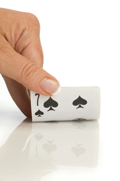 Spielkarte in der Hand — Stockfoto