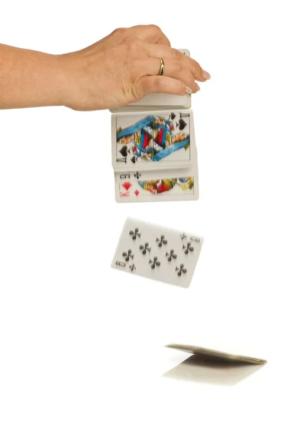 La colocación de la tarjeta en la mano — Foto de Stock