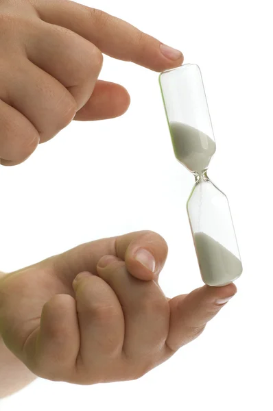 Reloj de arena en la mano — Foto de Stock