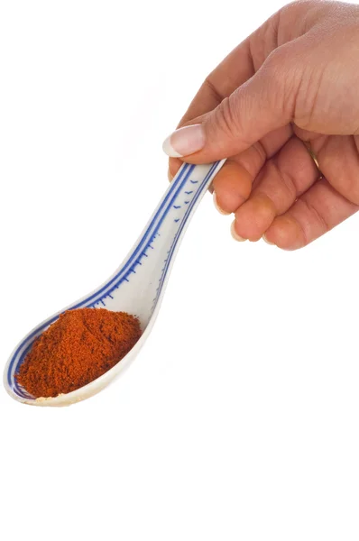 Spice paprica in spoon — Stock Photo, Image