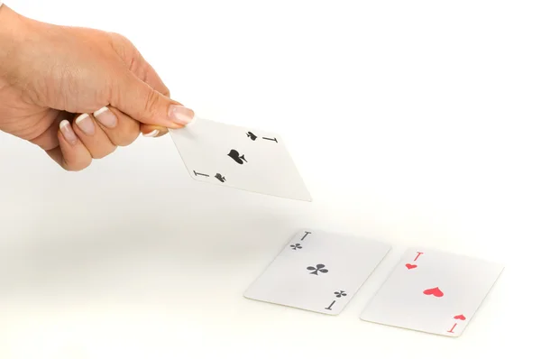 Playing card in hand — Stock Photo, Image