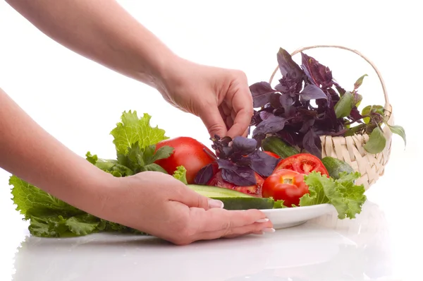 Salade voorbereiden — Stockfoto