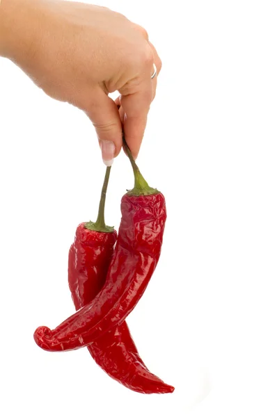 Peppers in hand isolated — Stock Photo, Image