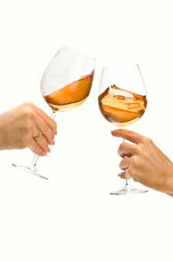 Two wine glasses clinking clipart