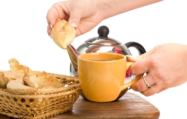 Pastelería y té bodegón — Foto de Stock