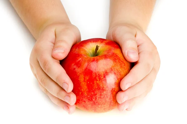 Apfel in der Hand — Stockfoto